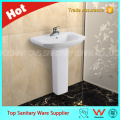 Lavabo con pedestal de lavado de tamaño grande y forma cuadrada